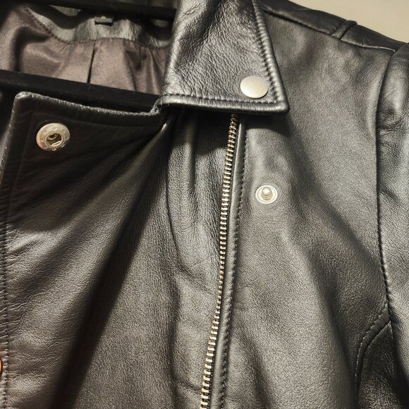 BNWOT Selected black genuine leather moto jacket | size 36 / US 4 - Picture 4 of 7